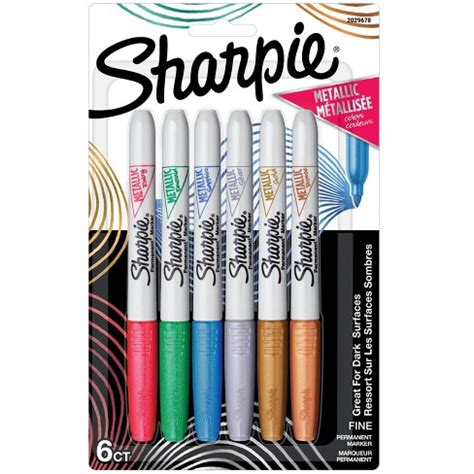 Sharpie 6pk Permanent Markers Fine Tip Metallic 